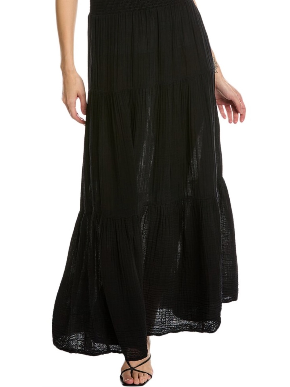 Michael Stars Phoebe Black Double Gauze Maxi Skirt Size L NWT